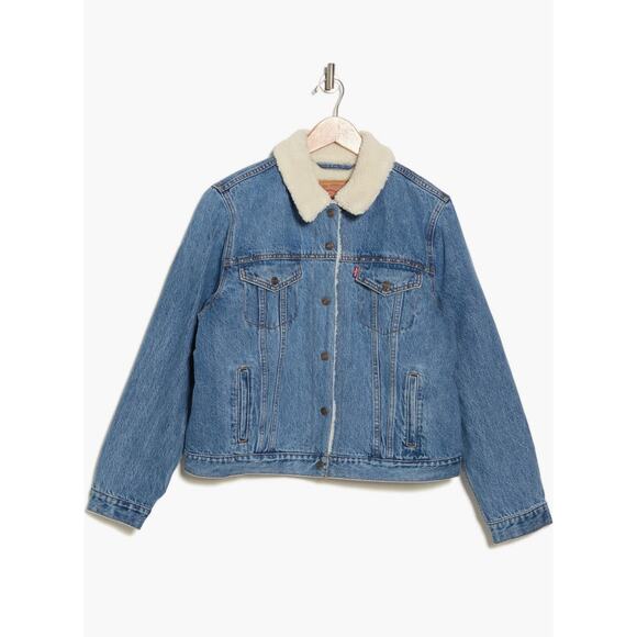 Levi's Womens Stellar Sherpa Trucker Denim Jean Jacket Size XS NEW $108 Classic - Picture 2 of 10